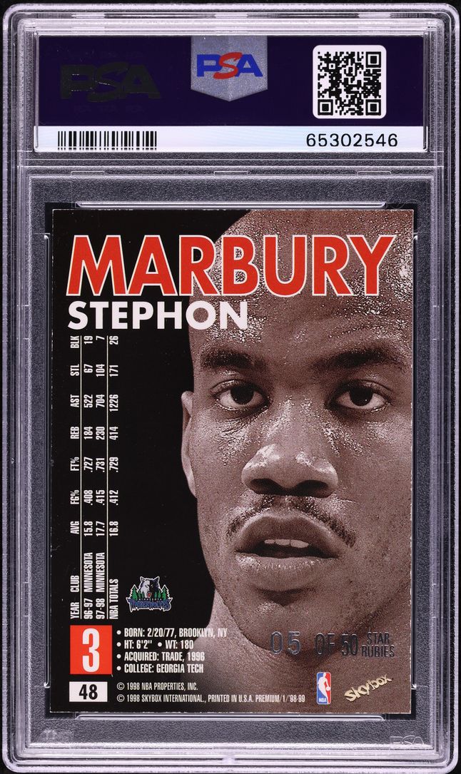 1998 Skybox Premium Star Rubies Stephon Marbury /50 #48 PSA 6 EXMT