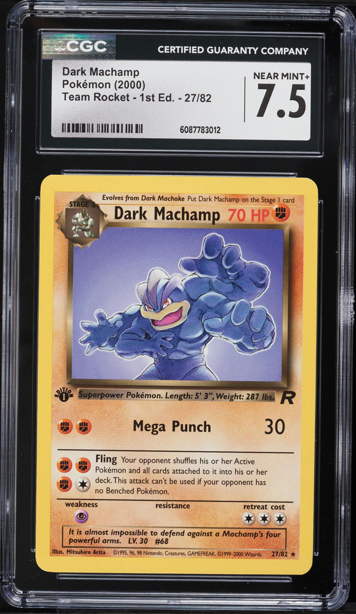 2000 Pokemon Team Rocket 1st Edition Dark Machamp #27 CGC 7.5 NRMT+