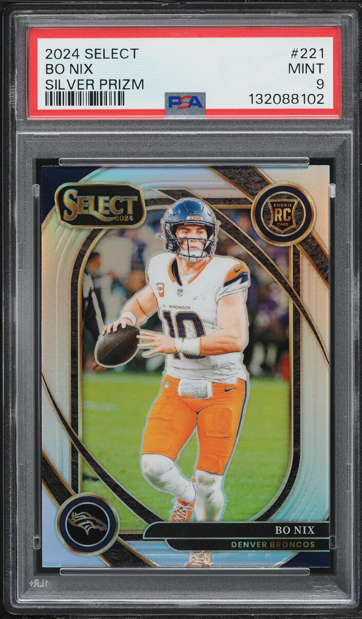 2024 Select Club Level Silver Prizm Bo Nix ROOKIE #221 PSA 9 MINT
