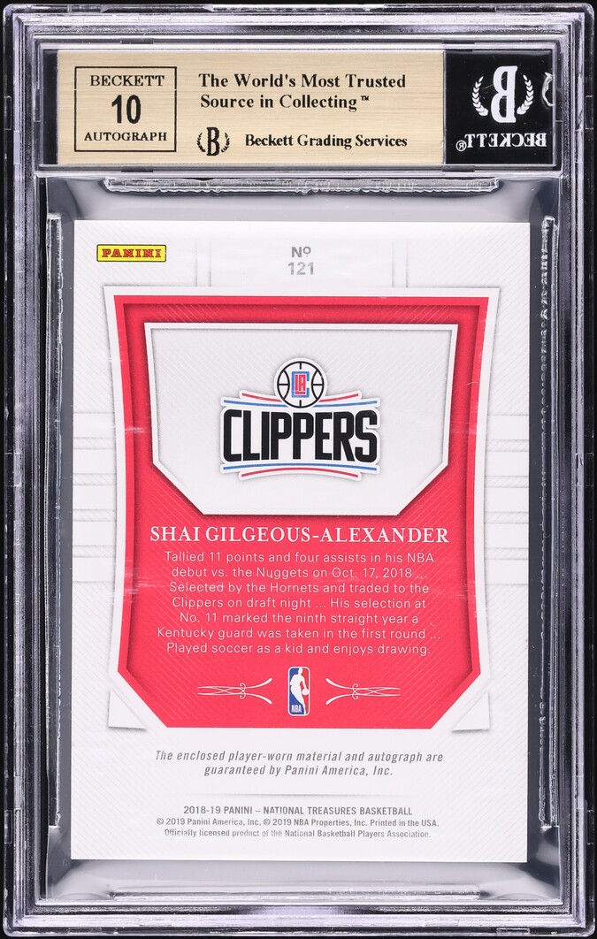 2018 National Treasures Shai Gilgeous-Alexander ROOKIE PATCH AUTO /99 BGS 9.5