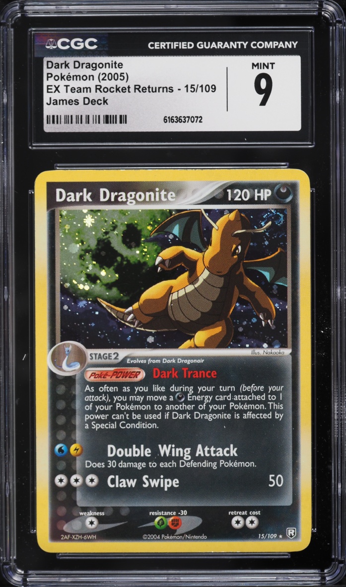 2005 Pokemon EX Team Rocket Returns James Deck Holo Dark Dragonite #15 CGC 9 MINT