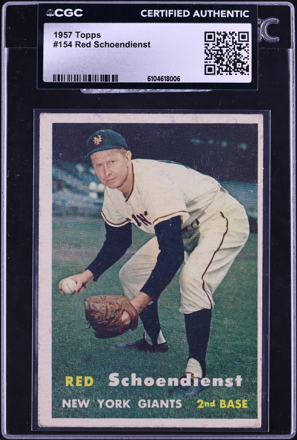 1957 Topps Red Schoendienst #154 CGC AUTH
