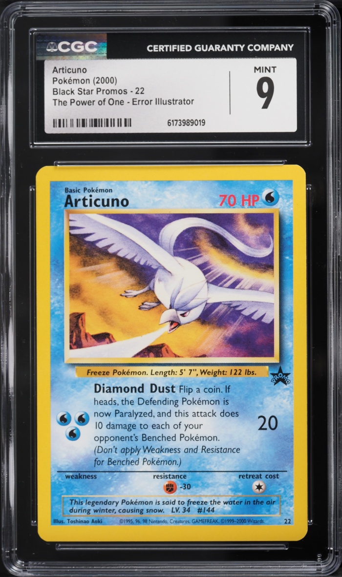 2000 Pokemon Promo The Power Of One Error Illustrator Articuno #22 CGC 9 MINT