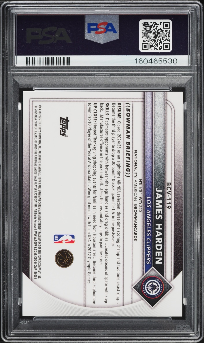 2025 Bowman Chrome Black Geometric James Harden /10 #BCV-119 PSA 9 MINT
