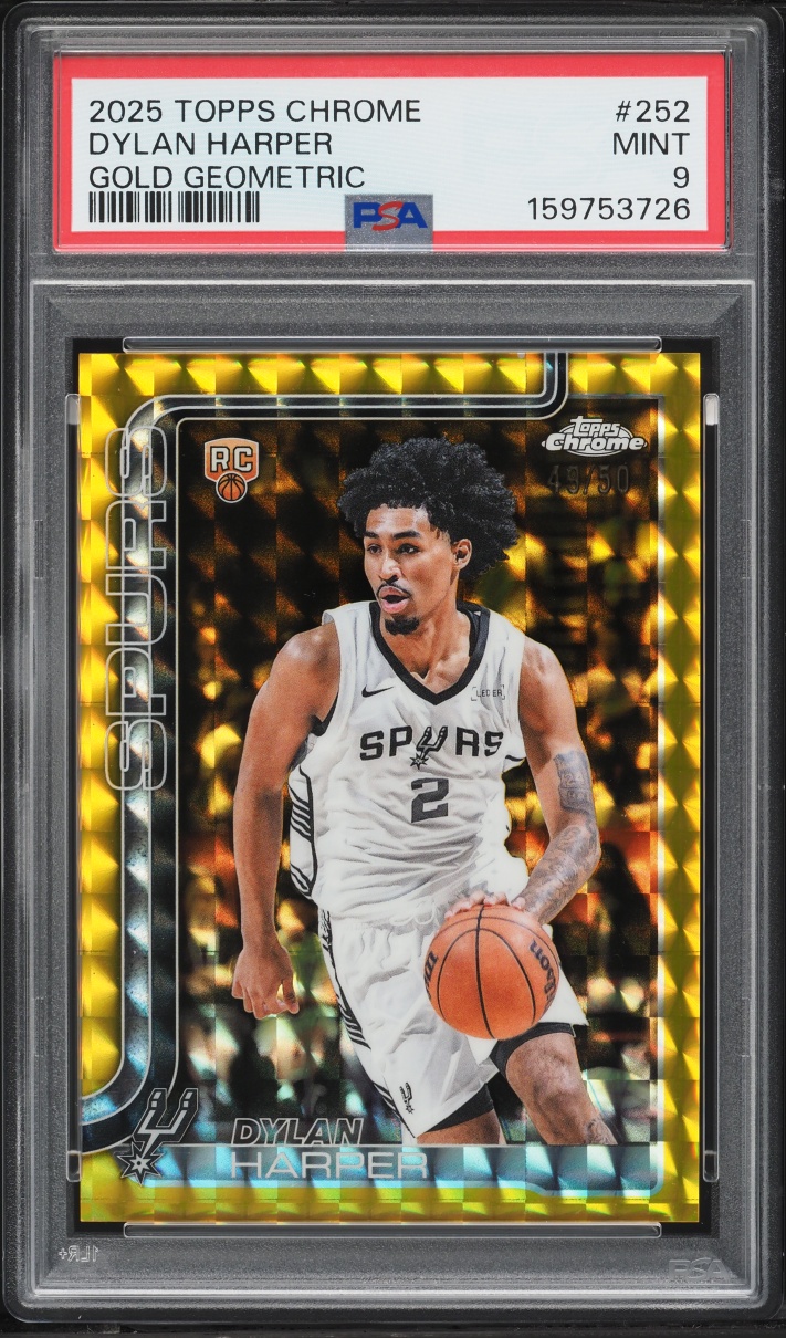 2025 Topps Chrome Gold Geometric Dylan Harper ROOKIE /50 #252 PSA 9 MINT