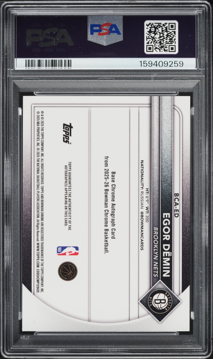 2025 Bowman Chrome Egor Demin ROOKIE AUTO #BCA-ED PSA 9 MINT