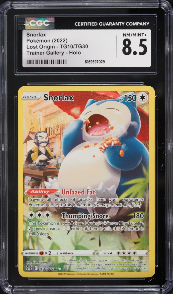 2022 Pokemon Sword & Shield Lost Origin Trainer Gallery CHR Snorlax #TG10 CGC 8.5 NM-MT+