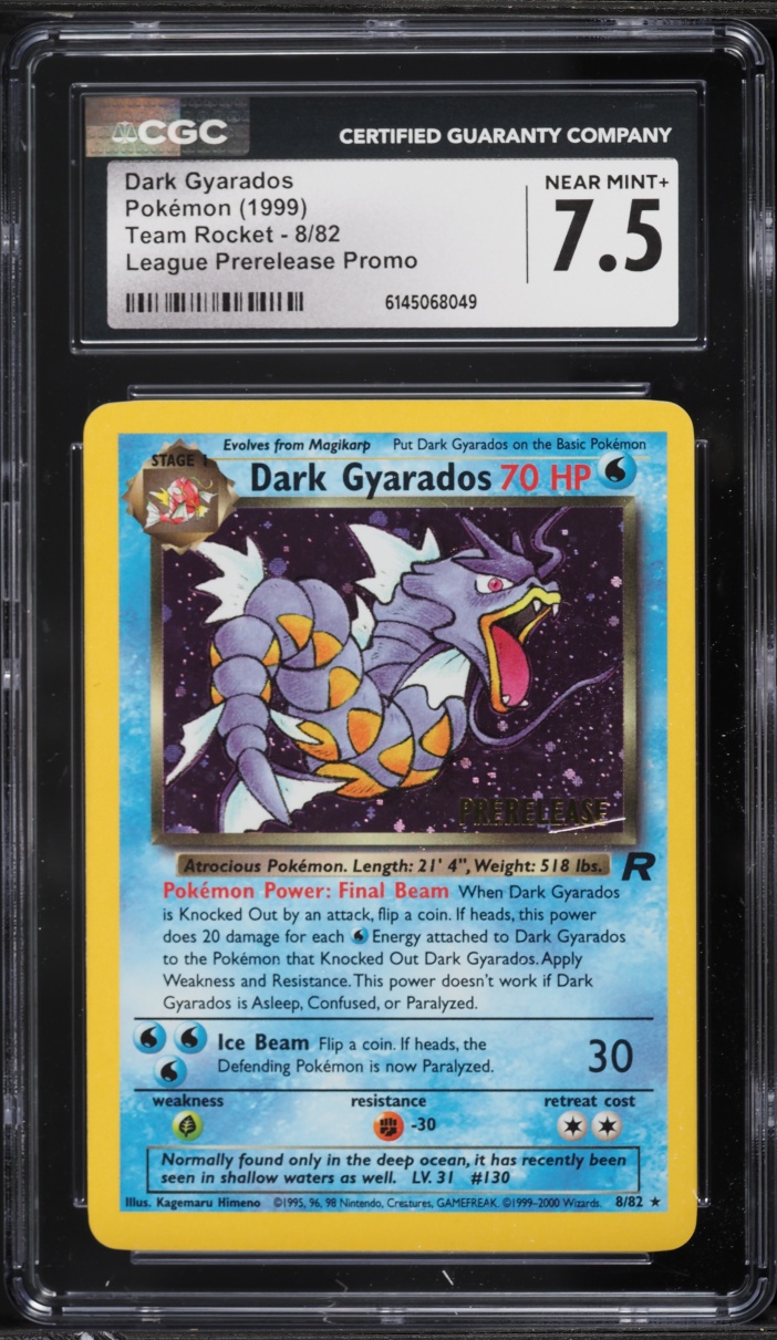 1999 Pokemon Team Rocket League Promo Prerelease Dark Gyarados #8 CGC 7.5 NRMT+
