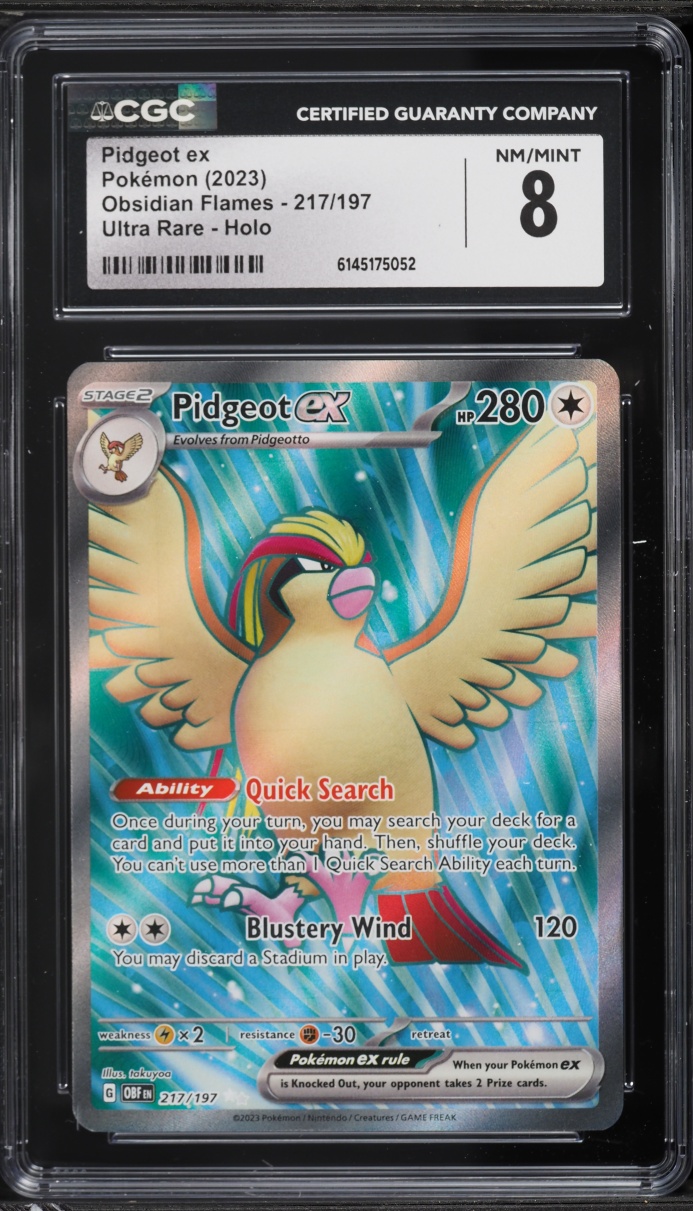 2023 Pokemon Scarlet & Violet Obsidian Flames Full Art Pidgeot EX #217 CGC 8 NM-MT