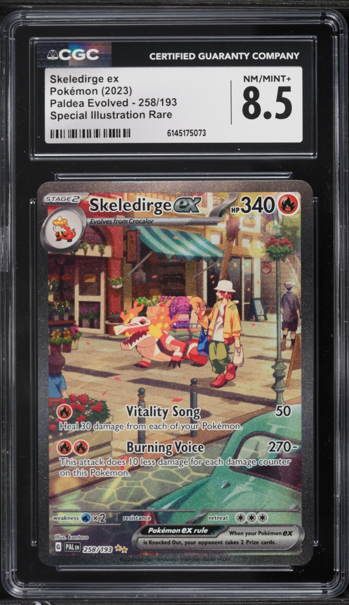 2023 Pokemon Scarlet & Violet Paldea Evolved SIR Skeledirge EX #258 CGC 8.5 NM-MT+