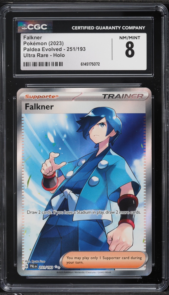 2023 Pokemon Scarlet & Violet Paldea Evolved Full Art Falkner #251 CGC 8 NM-MT