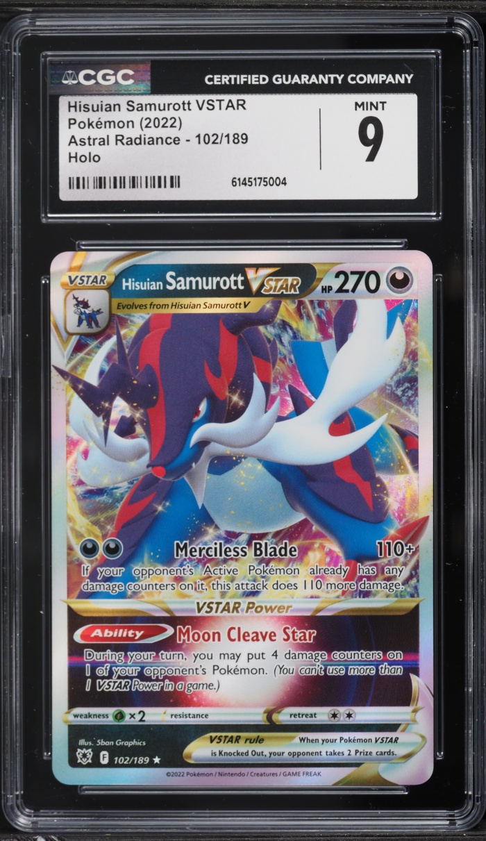 2022 Pokemon Sword & Shield Astral Radiance Holo Hisuian Samurott VSTAR #102 CGC 9 MINT