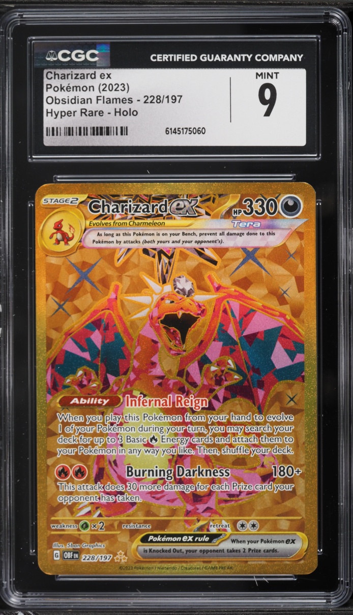 2023 Pokemon Scarlet & Violet Obsidian Flames Gold Rare Charizard ex #228 CGC 9 MINT