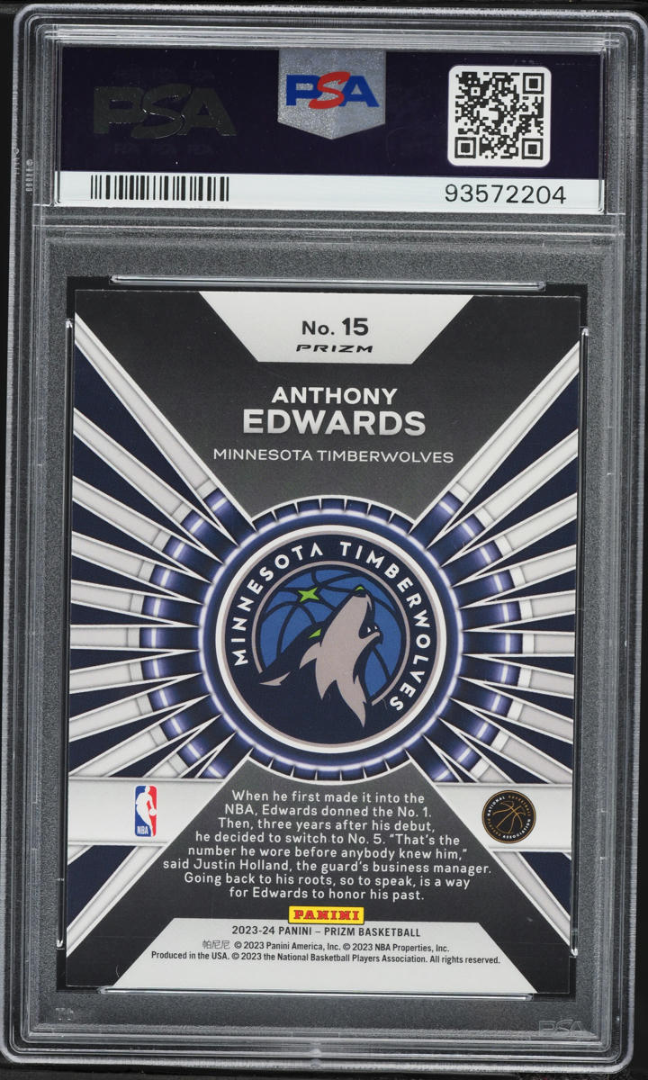 2023 Panini Prizm Dominance Silver Anthony Edwards #15 PSA 9 MINT
