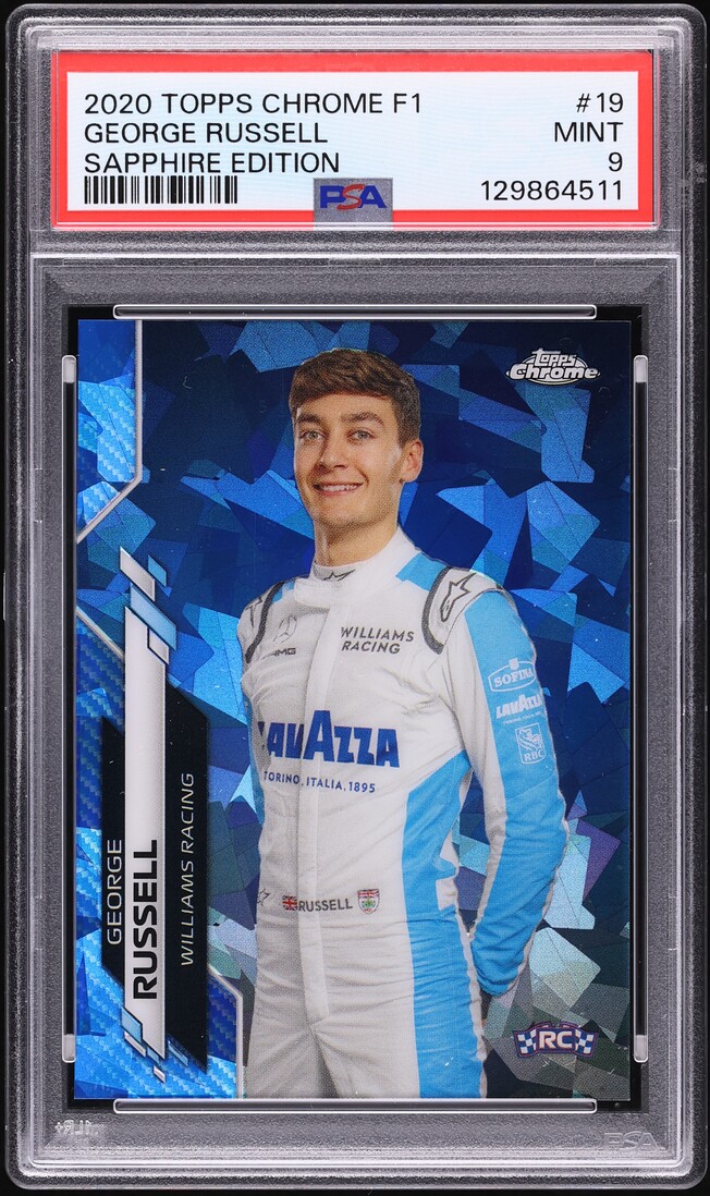 2020 Topps Chrome Formula 1 F1 Sapphire George Russell ROOKIE #19 PSA 9 MINT