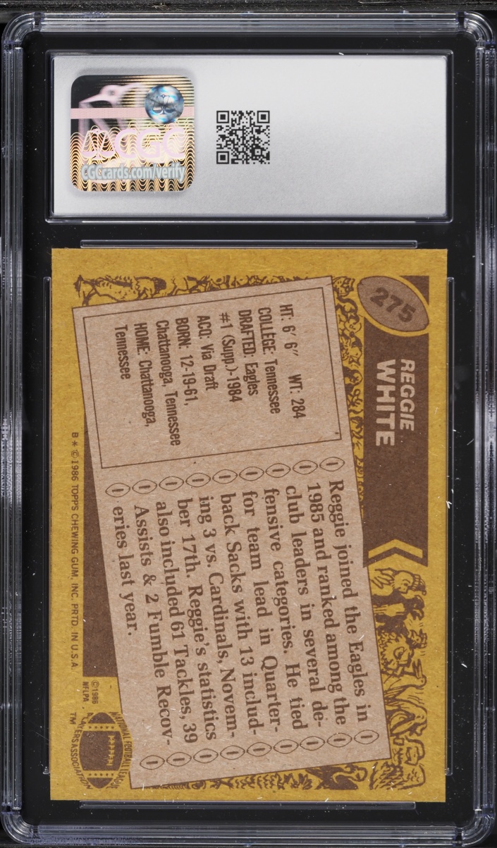 1986 Topps Football Reggie White ROOKIE #275 CGC 8.5 NM-MT+