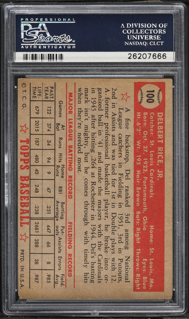 1952 Topps Del Rice #100 PSA 4 VGEX
