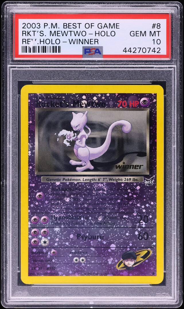 2003 Pokemon Best Of Game Promo Winner Reverse Holo Rocket's Mewtwo PSA 10 GEM