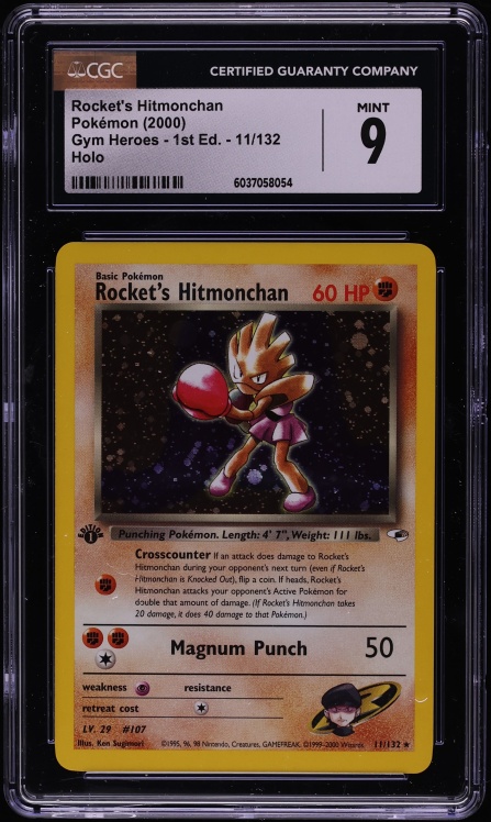 2000 Pokemon Gym Heroes 1st Edition Holo Rocket's Hitmonchan #11 CGC 9 MINT