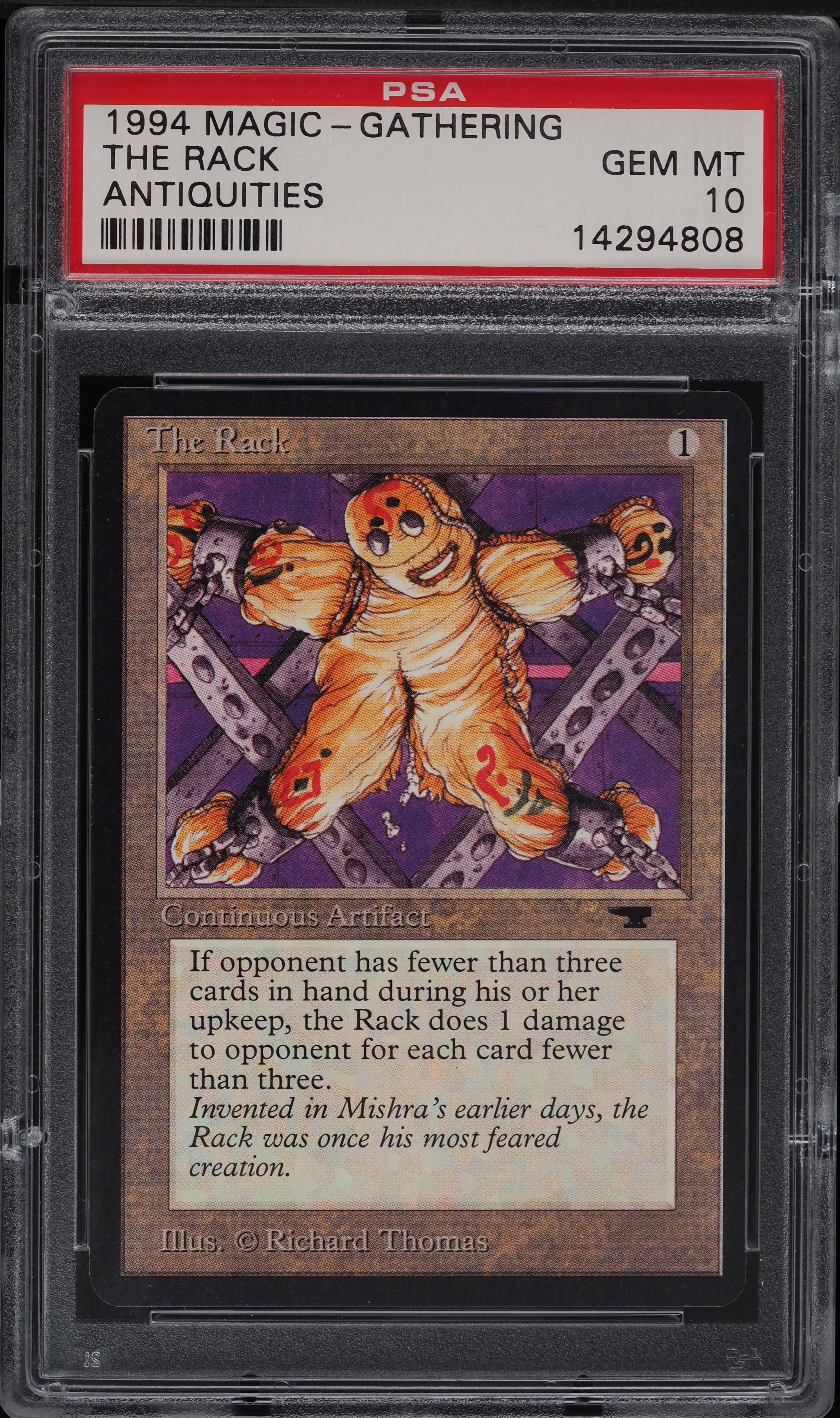 1994 Magic The Gathering MTG Antiquities The Rack PSA 10 GEM MINT