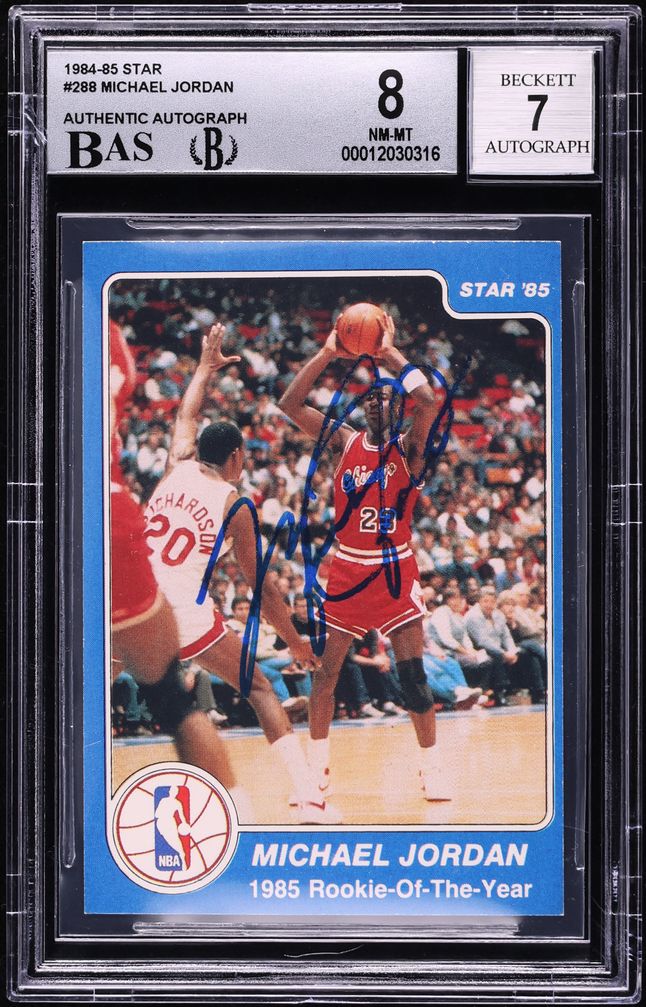 1984 Star Basketball Michael Jordan ROOKIE AUTO #288 BAS BGS 8 NM-MT