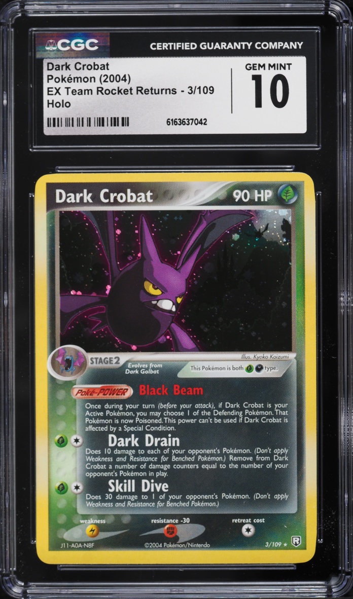 2004 Pokemon EX Team Rocket Returns Holo Dark Crobat #3 CGC 10 GEM MINT