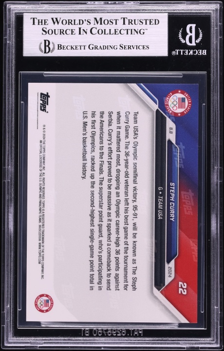 2024 Topps Now Olympic Games Stephen Curry #22 BGS 9 MINT