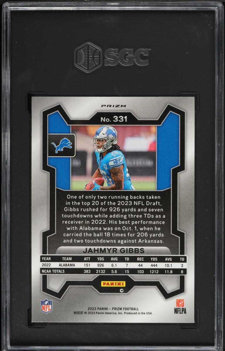 2023 Panini Prizm Silver Jahmyr Gibbs ROOKIE #331 SGC 9 MINT