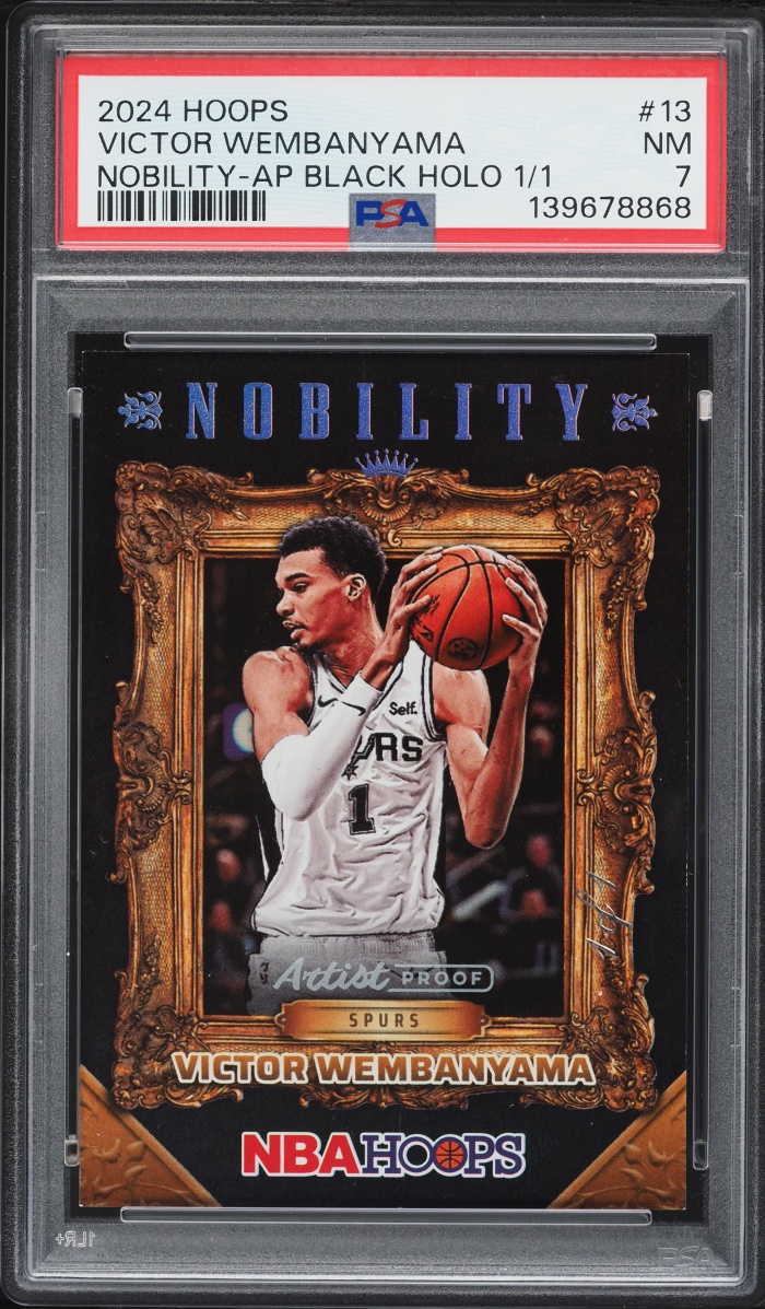 2024 Hoops Nobility Artist Proof Black Holo Victor Wembanyama 1/1 #13 PSA 7 NRMT