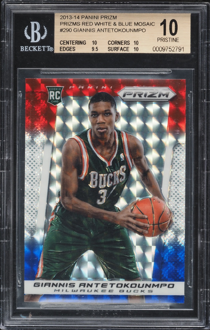 2013 Panini Prizm Red White & Blue Mosaic Giannis Antetokounmpo ROOKIE #290 BGS 10 GEM MINT