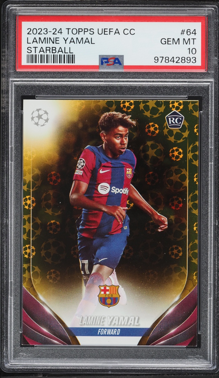 2023 Topps UEFA Club Competitions Starball Lamine Yamal ROOKIE #64 PSA 10 GEM MINT