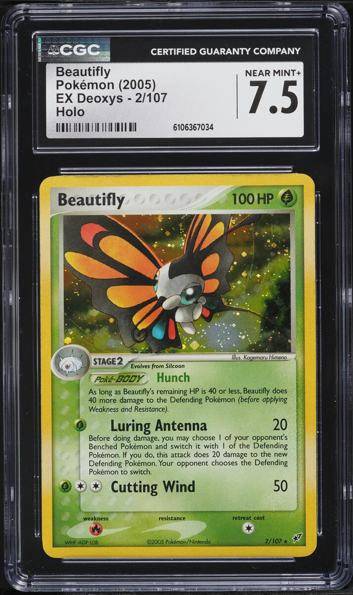2005 Pokemon EX Deoxys Holo Beautifly #2 CGC 7.5 NRMT+