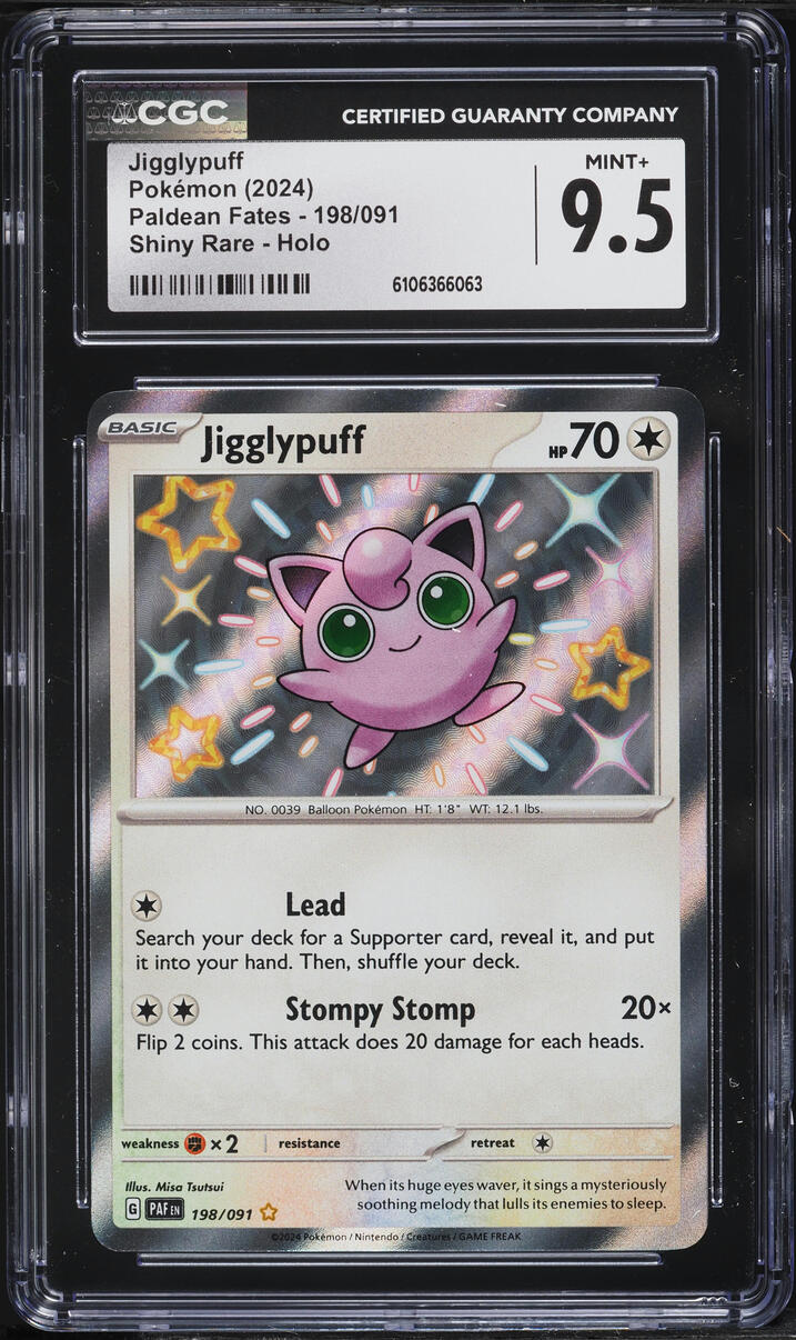 2024 Pokemon Scarlet & Violet Paldean Fates Shiny Jigglypuff #198 CGC 9.5 MINT+