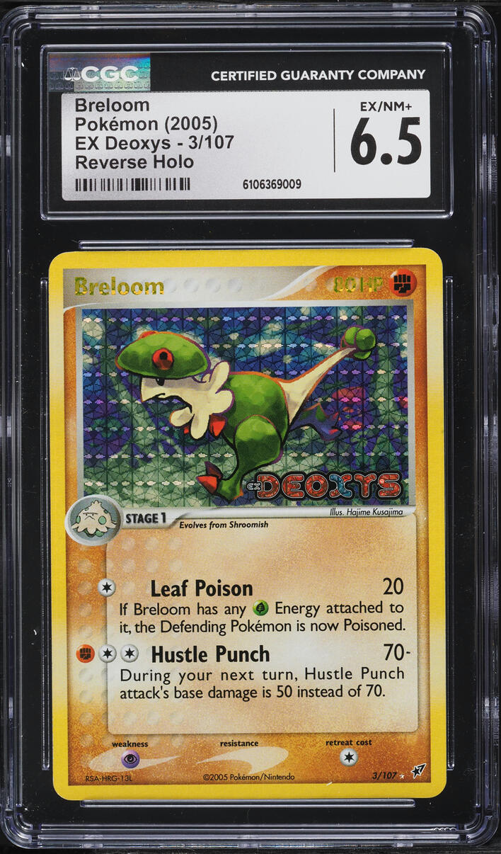 2005 Pokemon EX Deoxys Reverse Holo Breloom #3 CGC 6.5 EXMT+