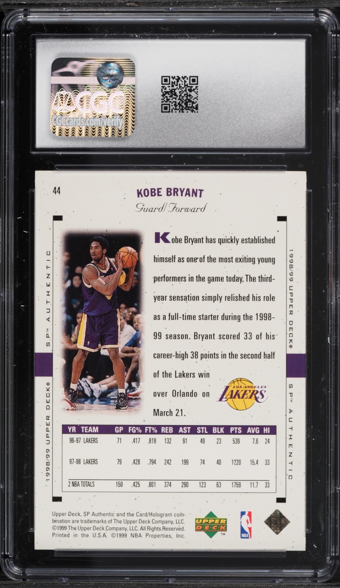 1998 SP Authentic Kobe Bryant #44 CGC 9 MINT