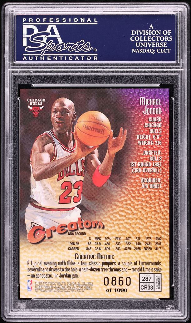 1997 Finest Refractor Michael Jordan /1090 #287 PSA 10 GEM MINT