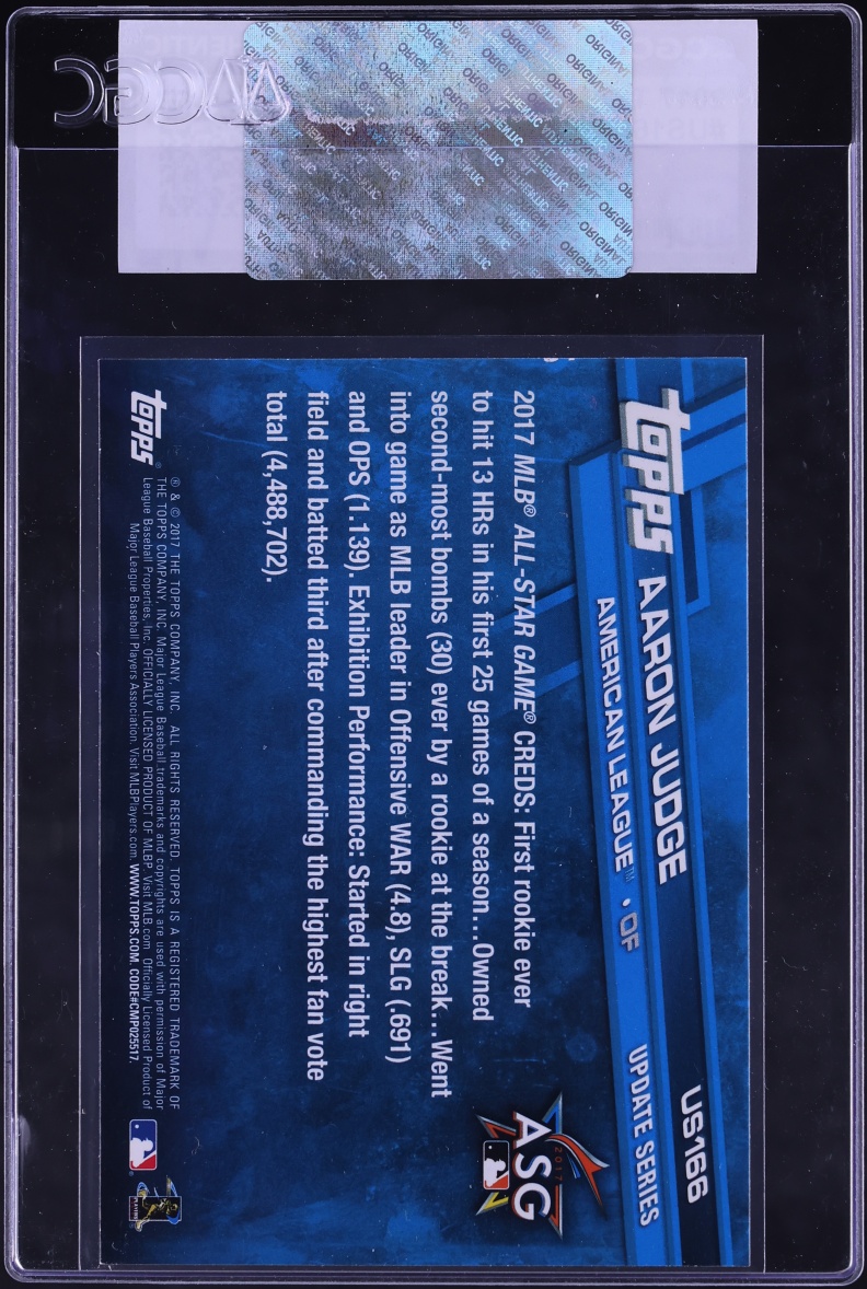 2017 Topps Update Aaron Judge ROOKIE #US166 CGC AUTH