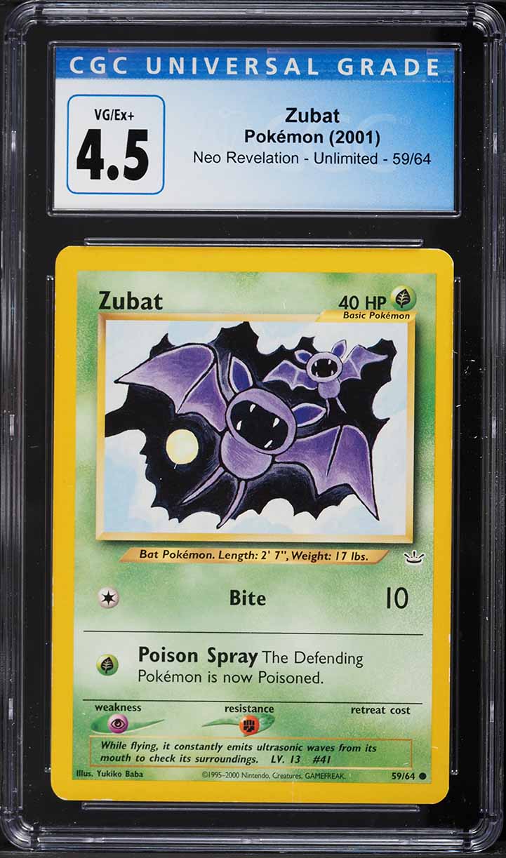 2001 Pokemon Neo Revelation Zubat #59 CGC 4.5 VGEX+