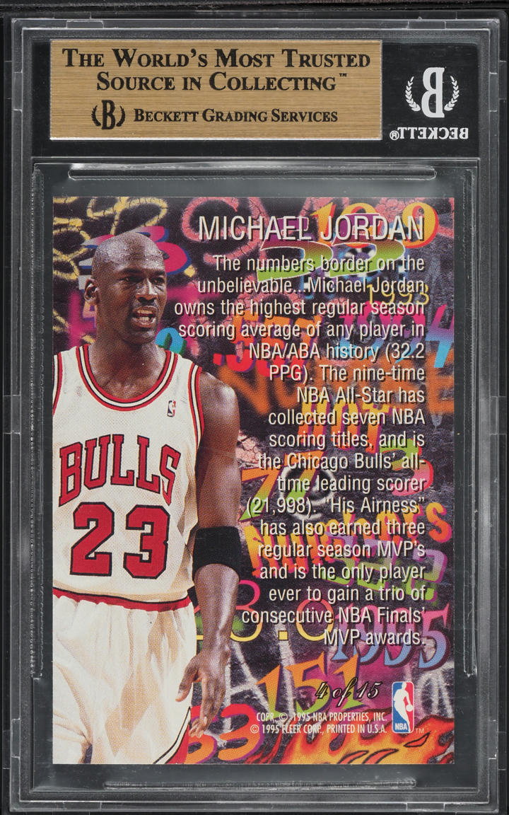 1995 Flair Hot Numbers Michael Jordan #4 BGS 10 PRISTINE