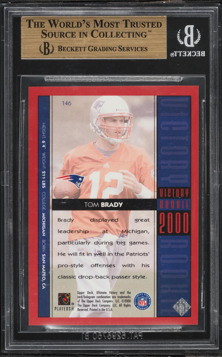 2000 Ultimate Victory Tom Brady ROOKIE /2000 #146 BGS 9.5 GEM MINT