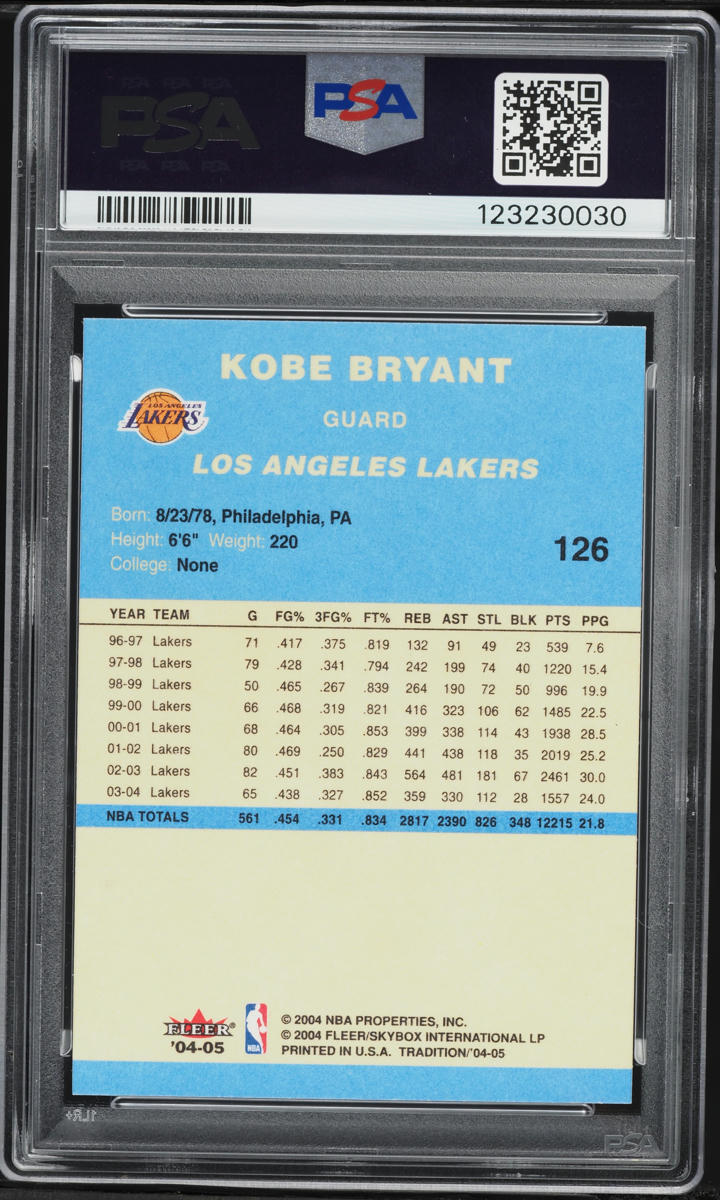 2004 Fleer Tradition Blue Kobe Bryant #126 PSA 10 GEM MINT
