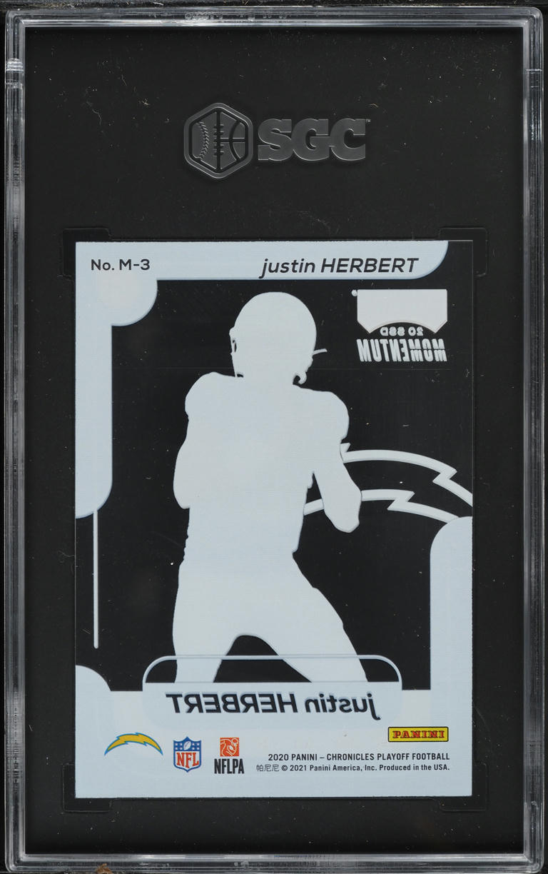 2020 Panini Chronicles Playoff Momentum Justin Herbert ROOKIE #M-3 SGC 9 MINT