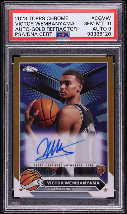 2023 Topps Chrome Gold Refractor Victor Wembanyama ROOKIE AUTO DNA 9 /50 #CG-VW PSA 10 GEM MINT