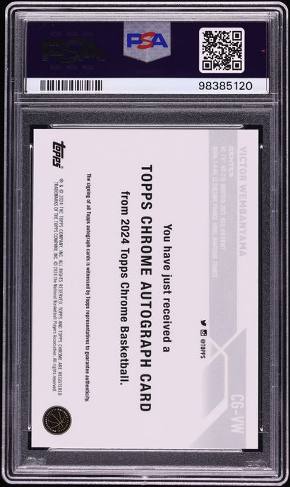 2023 Topps Chrome Gold Refractor Victor Wembanyama ROOKIE AUTO DNA 9 /50 #CG-VW PSA 10 GEM MINT