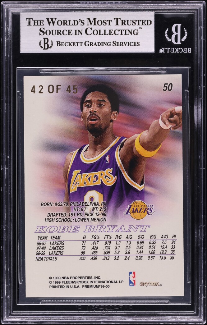 1999 Skybox Premium Star Rubies Kobe Bryant /45 #50 BGS 8.5 NM-MT+