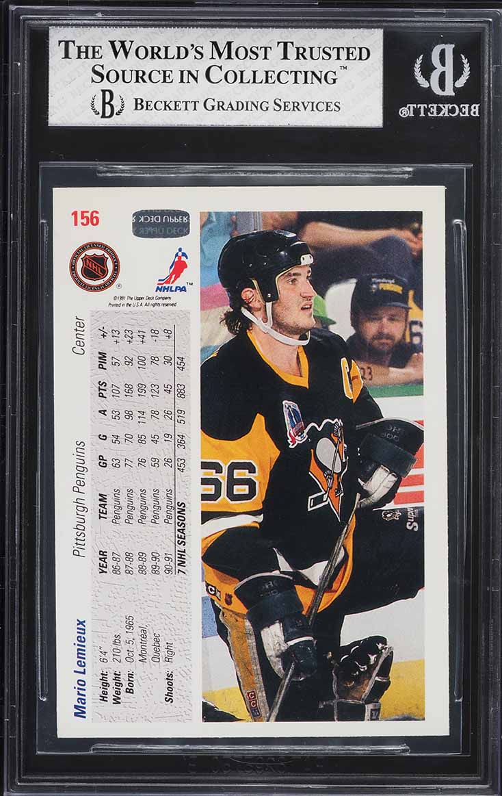 1991 Upper Deck Hockey Mario Lemieux #156 BGS 8 NM-MT