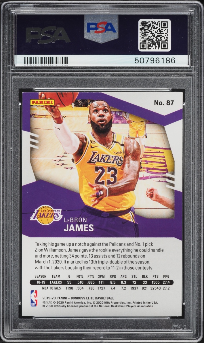 2019 Donruss Elite LeBron James #87 PSA 10 GEM MINT