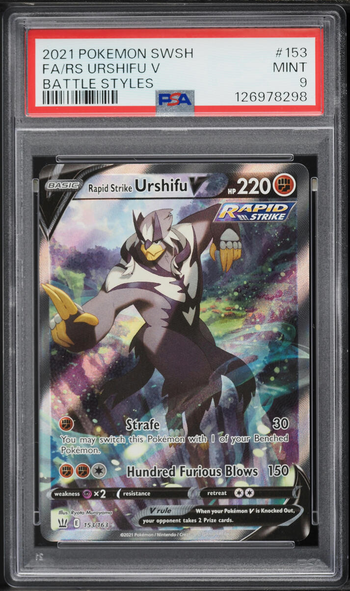 2021 Pokemon Sword & Shield Battle Styles Alt Art Rapid Strike Urshifu V #153 PSA 9 MINT