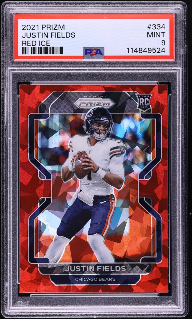 2021 Panini Prizm Red Ice Justin Fields ROOKIE #334 PSA 9 MINT