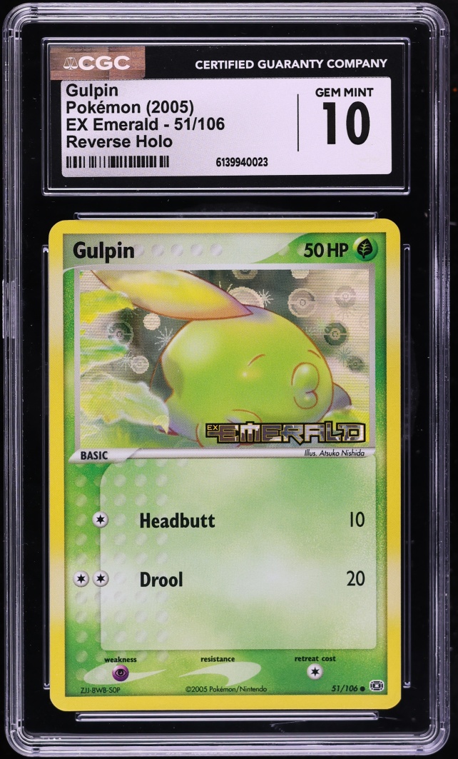 2005 Pokemon EX Emerald Reverse Holo Gulpin #51 CGC 10 GEM MINT